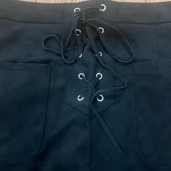 Cato black faux suede festival mini skirt with pockets size 2 NWT - Picture 6 of 10